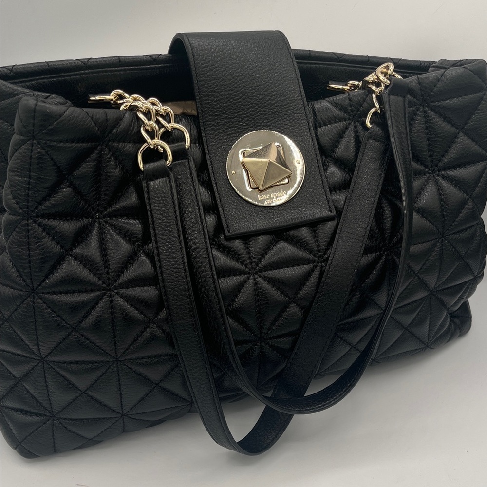 Kate Spade Black Quilted Shoulder Bag with Gold Accents